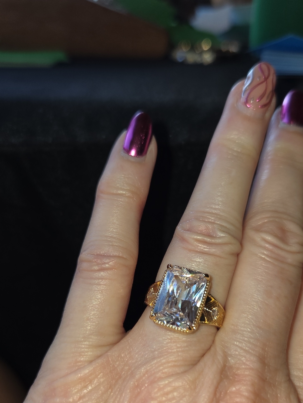 Park Lane Gold Lovestiry Ring with Clear Emerald-Cut Stone